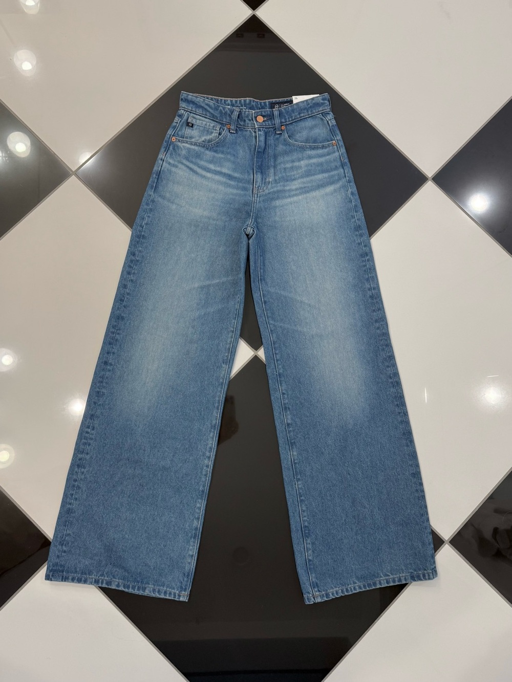 Ag Adriano Goldschmied Deven High Waist Ultra Wide-Leg Denim sz 26 - Picture 3 of 10